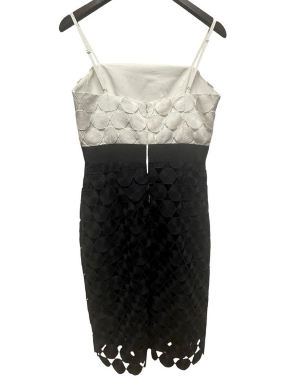 Milly Colorblock Scalloped Lace Cocktail Dress Size 6 Navy White Wedding Guest - Picture 4 of 5